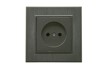 Розетка 1-м Karea LINE STAR без заземл. дым. металлик Makel 86050022