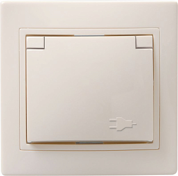 Розетка 1-м СП Кварта РСбш10-3-ККм 16А IP20 с заземл. защ. шторки с крышкой крем. GENERICA ERK12-K33-16-DM