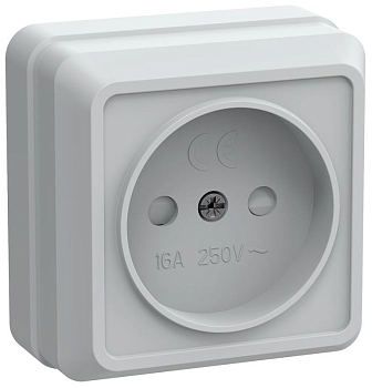 Розетка 1-м ОП Октава РСш20-2-ОБ 10А IP20 без заземл. защ. шторки бел. GENERICA ERO13-K01-10-DC
