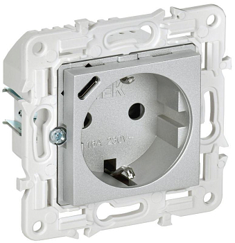 Розетка SKANDY 18Вт 16А с заземл. защ. шторки с USB C SK-R17S серебр. IEK SK-R14-16-U14-018-K23