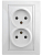 Розетка 2-м СП Plano 1-204-01 16А IP20 250В 2х2P бел. Intro Б0027613