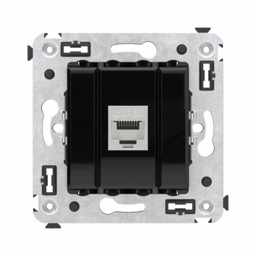 Розетка компьютерная 1-м СП Avanti "Черный квадрат" RJ45 кат.6A без шторок экранир. механизм DKC 4402773