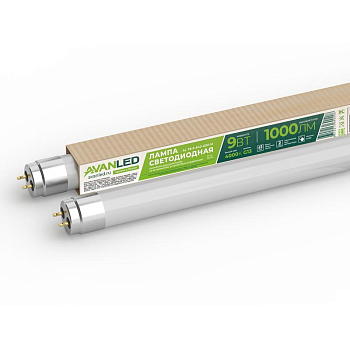 Лампа светодиодная AL T8-9-840-600-М 9Вт линейная матовая 4000К нейтр. бел. G13 1000лм 195-265В РФ AVANLED 11106401