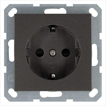 Розетка 1-м Shuko 16А IP20 с заземл. защ. шторки механизм мокко Jasmart G5501Z