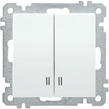 Выключатель 2-кл. СП Bolero ВС10-2-1-Б 10А IP20 с индикацией механизм бел. IEK EVB21-K01-10-1