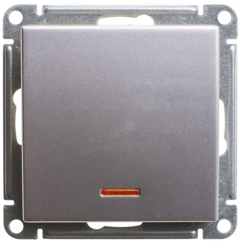 Переключатель проходной 1-кл. СП W59 10А IP20 10AX с подсветкой механизм матов. хром SE VS610-157-5-86