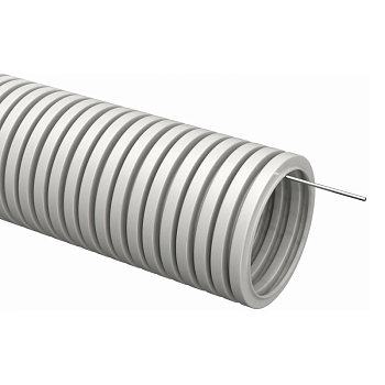 Труба гофрированная ПВХ d40мм с протяжкой сер. (уп.15м) TOKOV ELECTRIC TKE-TG/P-40-C06/15