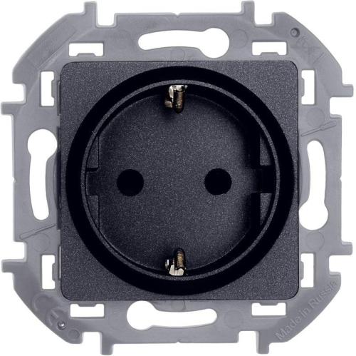 Розетка 1-м СП Inspiria 16А IP20 250В 2P+E защ. шторки немецк. стандарт механизм антрацит IEK 673733
