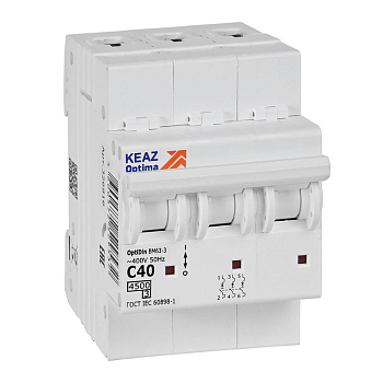 Выключатель автоматический модульный 3п C 40А OptiDin BM63-3C40-4.5-УХЛ3 КЭАЗ 326816