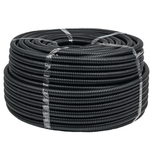 Труба гофрированная d50мм с протяжкой безгалоген. трудногорючая (FRHF) черн. (уп.20м) Plast EKF FRHF-50