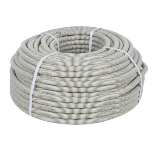 Труба гофрированная ПВХ d25мм с протяжкой сер. (уп.50м) Plast PROxima EKF tg-z-25