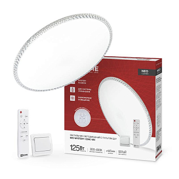 Светильник светодиодный NEO MYSTERY-125RC-WH 125Вт 3000-6500К 10000лм 230В 460х67мм с пультом ДУ бел. IN HOME 4690612060941