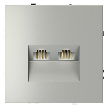 Розетка компьютерная 2-м СП S70 RJ45 + RJ45 кат.6 механизм сталь Voltum VLS060205