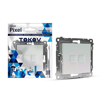 Розетка компьютерная 2-м СП Pixel RJ45 кат.5E механизм перламутр. TOKOV ELECTRIC TKE-PX-RC2-C04