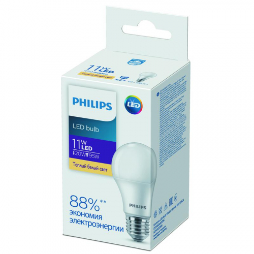 Лампа светодиодная Ecohome LED Bulb 11W E27 3000К 1PF Philips 929002299567