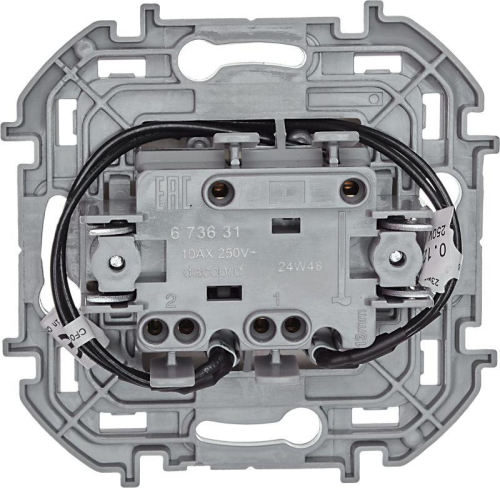 Выключатель 2-кл. Inspiria 10А IP20 250В 10AX с подсветкой/индикацией механизм сл. кость IEK 673631