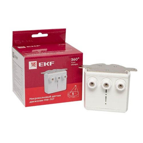 Датчик движения микроволновый MW-707 2000Вт 360град. 30м IP65 бел. для высоких потолков EKF dd-mw-707