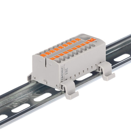 Блок распределительный зажим push-in 1 ввод 6кв.мм 18 точек подключения 25кв.мм сер. DKC DTP1-118-104SPUG