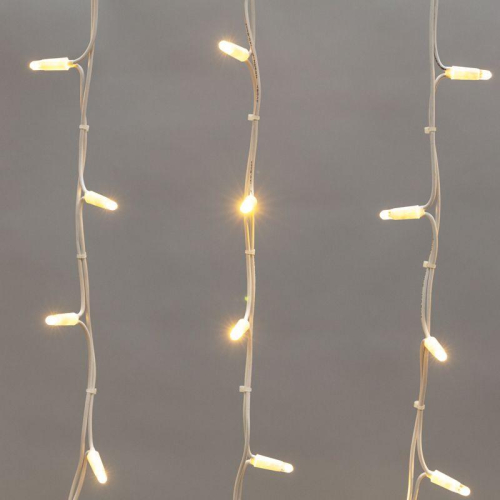 Гирлянда светодиодная "Айсикл" (бахрома) 4х0.6м 128LED тепл. бел. 10Вт 230В IP67 провод каучук бел. (нужен шнур питания 315-001) Neon-Night 255-206