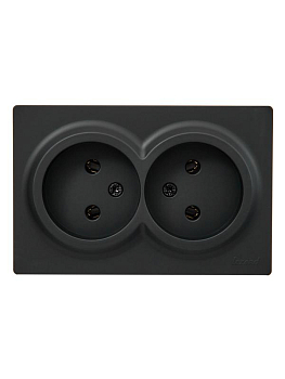 Розетка 2-м ОП LETO без заземл. закрытый корпус ПБТ черн. бархат LEZARD 752-4200-128B
