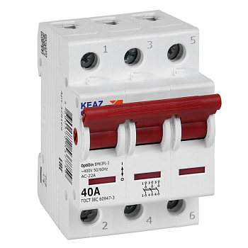 Выключатель нагрузки модульный 3п 40А OptiDin BM63PL-340-УХЛ3 (ВМ63PL) КЭАЗ 328169
