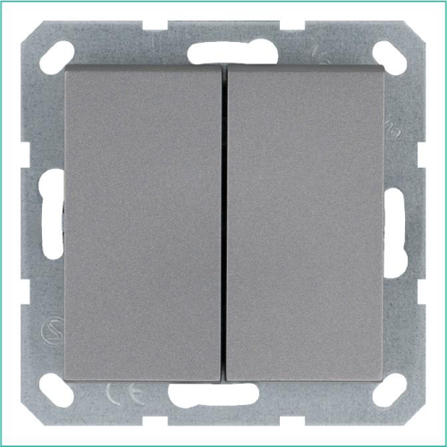 Переключатель проходной 2-кл. 10А IP20 механизм алюм. Jasmart G3022S