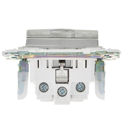 Розетка 1-м SKANDY 16А IP44 с заземл. защ. шторки с крышкой SK-R11N никель IEK SK-R16-16-44-K50