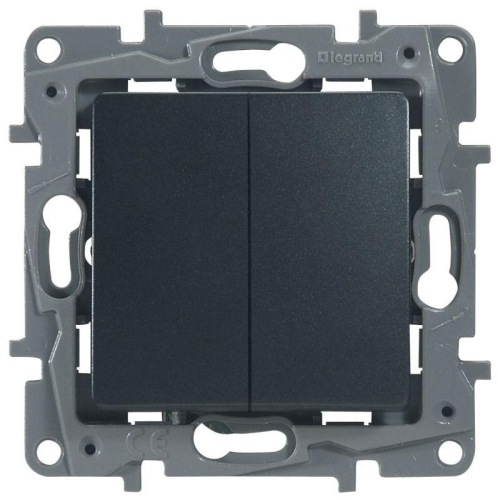 Переключатель 2-кл. СП Etika Plus 10А IP20 250В 10AX безвинтов. зажимы механизм антрацит IEK 672612