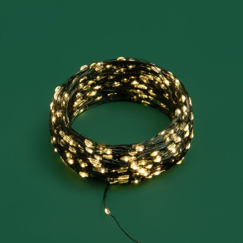 Гирлянда светодиодная "Роса" 50м 500LED тепл. бел. IP20 230В с контроллером провод зел. Neon-Night 303-286