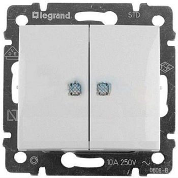 Выключатель 2-кл. СП Valena 10А IP20 с индикацией механизм бел. (DIY-упак.) IEK 694278