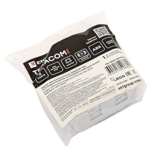 Корпус розетки настенной на 2 модуля Keystone со шторками и маркерами бел. TERACOM PRO EKF TRP-EBOX-2KSTN-WH