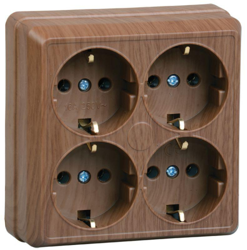 Розетка 4-м ОП Октава РС24-3-ОД 16А IP20 с заземл. дуб GENERICA ERO41-K04-16-DC