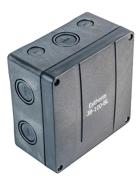 Коробка распределительная 140х140х76мм IP66 в комплекте с клеммным рядом 10х10кв.мм 76А черн. Extherm JB-100-BL