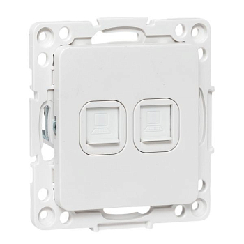 Розетка компьютерная 2-м Стокгольм RJ-45 механизм бел. EKF EYK02-035-10