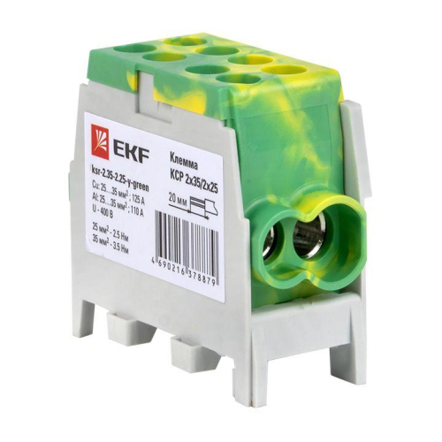 Клемма распределительная КСР с двойн. винтом 2х35/2х25 желт./зел. PROxima EKF ksr-2.35-2.25-y-green