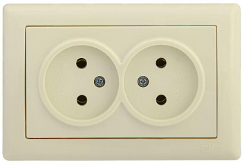 Механизм розетки 2-м СП Bolero РС20-1-0-БК 10А IP20 без заземл. крем. IEK ERB20-K33-10