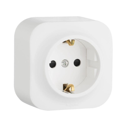 Розетка 1-м ОП Quteo 16А IP20 250В 2P+E с заземл. защ. шторки бел. IEK 782220