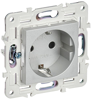 Розетка SKANDY 16А с заземл. защ. шторки SK-R04S серебр. IEK SK-R14-16-K23