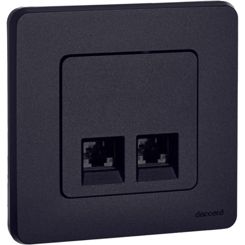 Розетка компьютерная 2-м Inspiria RJ45 кат.5E UTP антрацит IEK 673838