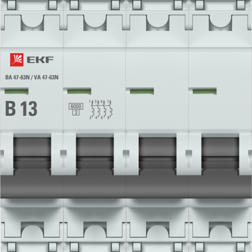 Выключатель автоматический модульный 4п B 13А 6кА ВА 47-63N PROxima EKF M636413B