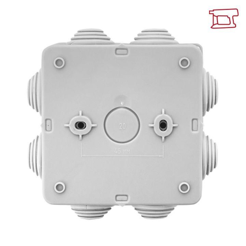 Коробка распределительная КМР-030-031 85х85х40 IP55 с крышкой для прямого монтажа 8 мембранных вводов сер. розн. стикер EKF plc-kmr-030-031-r