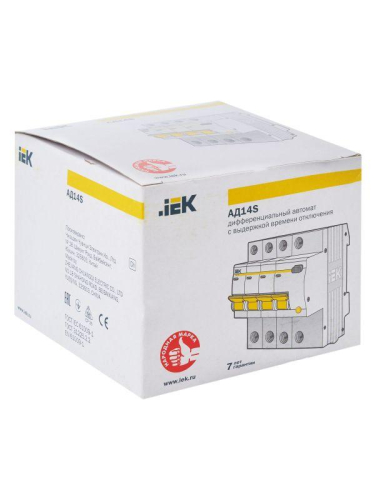 Выключатель автоматический дифференциального тока селективный 4п 63А 300мА тип AC АД14S KARAT IEK MAD13-4-063-C-300