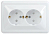 Розетка 2-м СП Вега РСш12-3-ВБ с заземл. контактом и защ. штор 16А бел. GENERICA ERV24-K01-16-DM