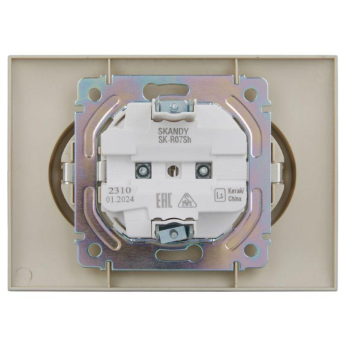 Розетка 2-м SKANDY 16А с заземл. защ. шторки в сборе SK-R07Sh шампань IEK SK-R24-16-K37-F