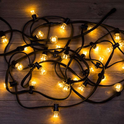 Гирлянда "LED Galaxy Bulb String" 10м 6х30LED тепл. бел. IP65 влагостойкая провод черн. каучук Neon-Night 331-326