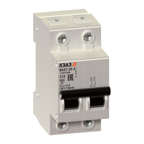 Выключатель автоматический модульный 2п C 63А 4.5кА ВА47-29-2C63-УХЛ3 КЭАЗ 141604