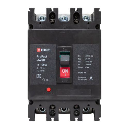 Выключатель автоматический 3п 100А 25кА LS250 ProPact EKF mccb-250-25-3-100-ls