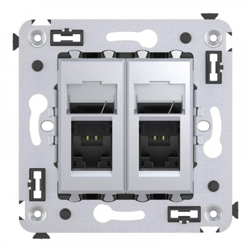 Розетка 2-м RJ-45 СП кат.5e Avanti "Закаленная сталь" DKC 4404464
