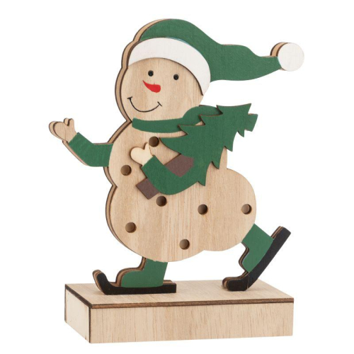 Фигура деревянная "Снеговик" 18см 5LED тепл. бел. 0.1Вт IP20 с подсветкой Neon-Night 504-017