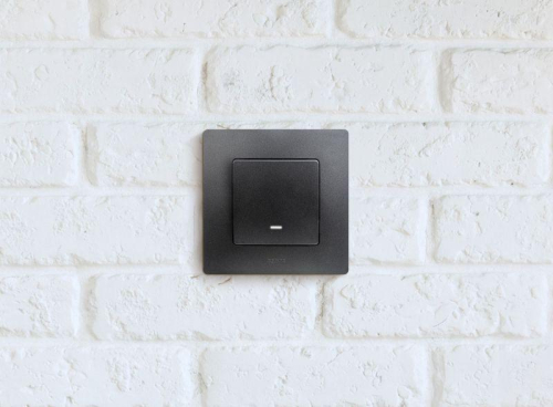 Выключатель 1-кл. СП Etika 10А IP20 250В 10AX с подсветкой/индикацией авт. зажимы механизм антрацит IEK 672603